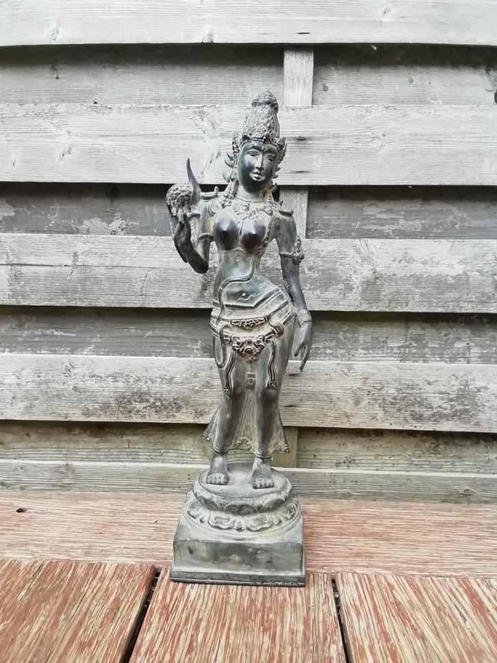 Bronzen beeld/ Lakshmi/godin Sri/Indonesië/India, Huis en Inrichting, Woonaccessoires | Boeddhabeelden, Ophalen of Verzenden