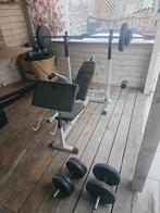 Fitness bank met gewichten en barren, Sport en Fitness, Ophalen, Zo goed als nieuw