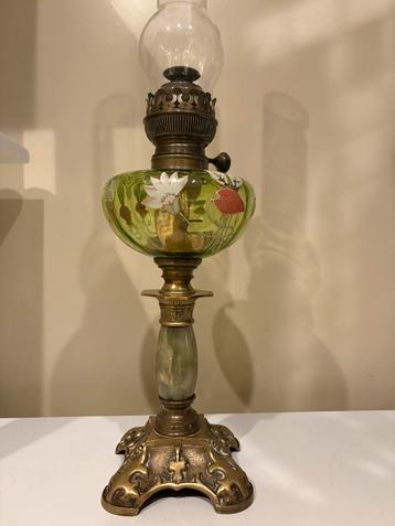 Antiek Franse art nouveau olie lamp beschikbaar voor biedingen