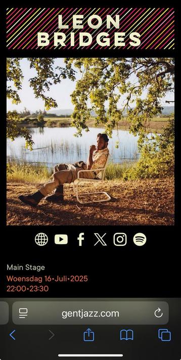 Ticket Gent Jazz Leon Bridges gevraagd beschikbaar voor biedingen