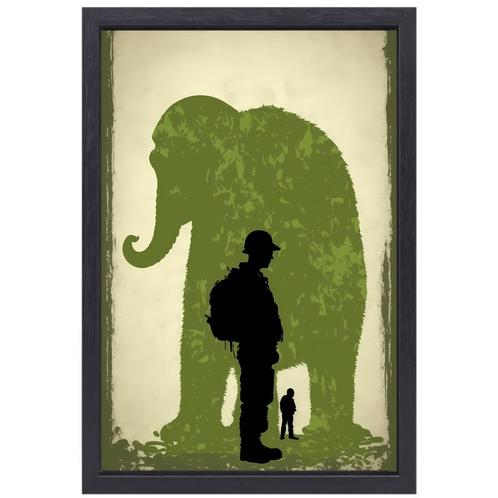 Banksy soldaat olifant canvas + baklijst 60x90cm, Antiek en Kunst, Kunst | Schilderijen | Modern, Verzenden