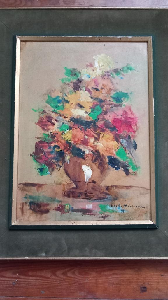 Schilderij gesigneerd Edmond De Meulenaere, Antiek en Kunst, Kunst | Schilderijen | Abstract, Ophalen of Verzenden