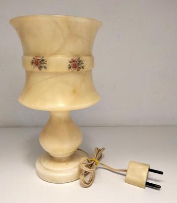 Vintage Abat-jour en Albâtre fait d'une seule pièce, Moins de 25 cm, Ancien, Enlèvement ou Envoi, Beige