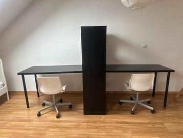 Grand bureau IKEA KALLAX / LAGKAPTEN + 2 chaises offertes, Enlèvement, Utilisé, Bureau