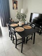 IKEA LISABO – table + 4 chaises noires en très bon état, Huis en Inrichting, Complete eetkamers, Ophalen, Gebruikt, Moderne / Scandinave / Minimaliste