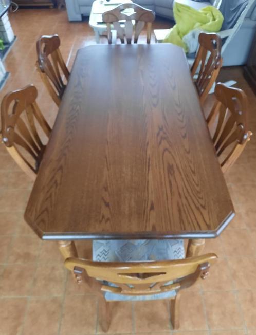 heel mooi eiken eettafel met 6 eiken zware mooi stoelen, Huis en Inrichting, Tafels | Eettafels, Ophalen