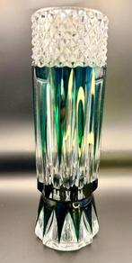Vase en cristal vert Val Saint-Lambert - Signé à la main, Enlèvement ou Envoi