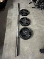 60kg Rubberen Olympische Gewichten Olympische Barbell 220cm, Sport en Fitness, Ophalen, Gebruikt, Halterschijven