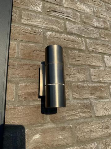 3 stuks inox wandverlichting buitenmuur met 2 spots beschikbaar voor biedingen