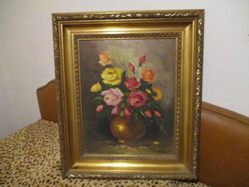 HANDGESCHILDERD VINTAGE OLIEVERFSCHILDERIJ OP DOEK, Antiek en Kunst, Kunst | Schilderijen | Klassiek, Ophalen of Verzenden