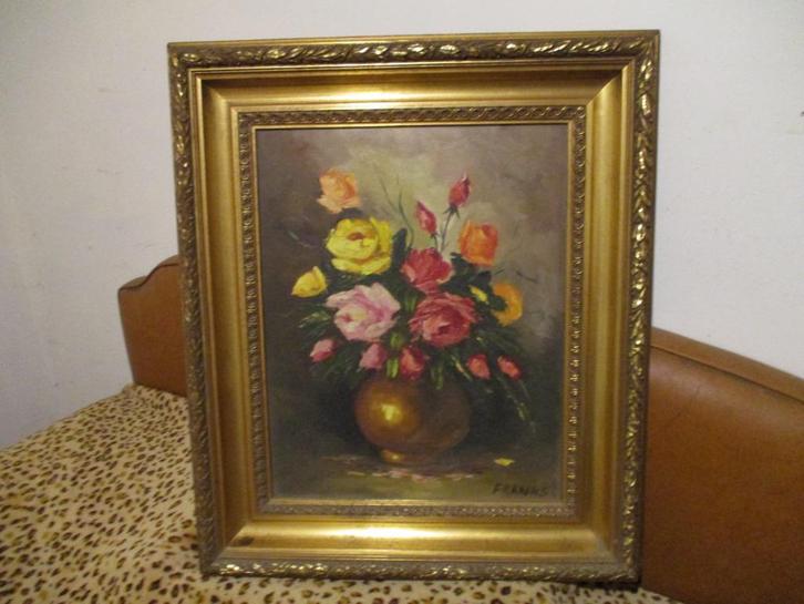 HANDGESCHILDERD VINTAGE OLIEVERFSCHILDERIJ OP DOEK, Antiek en Kunst, Kunst | Schilderijen | Klassiek, Ophalen of Verzenden