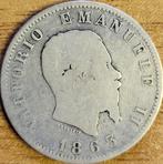 Italië 1 lire 1863 Ag.835 M BN Milaan KM#15.1 F, Postzegels en Munten, Italië, Zilver, Ophalen of Verzenden, Losse munt