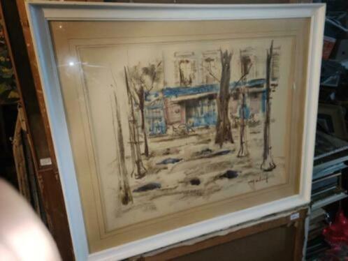 aquarelle place du tertre paris 1957 signe desire haine, Antiek en Kunst, Kunst | Schilderijen | Klassiek, Ophalen of Verzenden