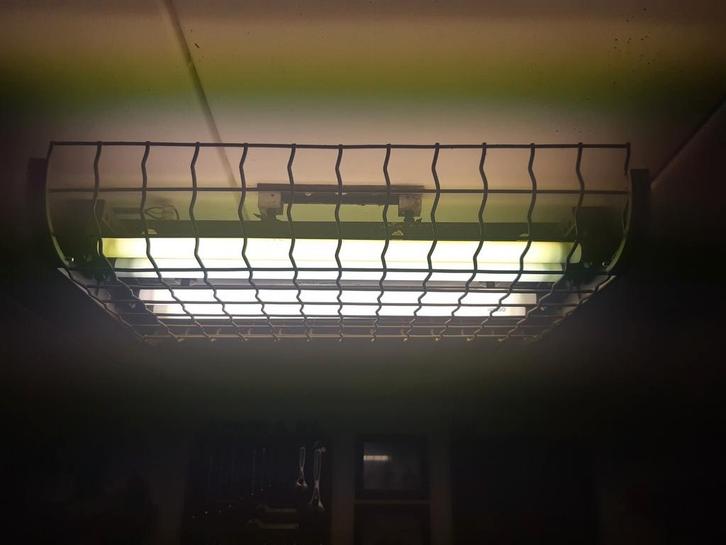 Vintage industriële TL lamp, Huis en Inrichting, Lampen | Plafondlampen, Gebruikt, Ophalen