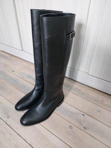 Zwarte lederen laarzen van Patrizia Pepe, maat 37 beschikbaar voor biedingen