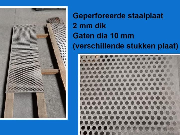 Verschillende stukken geperforeerde plaat 2 mm - gaten 10mm, Doe-het-zelf en Bouw, Metalen, Nieuw, IJzer, Ophalen
