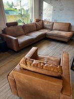 Hoeksalon met aparte zetel in cognac kleur, Enlèvement, Comme neuf, Tissus