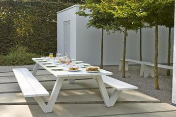 XL TUINTAFEL-PICKNICKTAFEL wit aluminium beschikbaar voor biedingen
