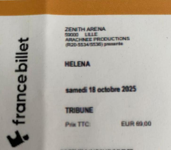 2 concertkaartjes voor Helena (Zenith Arena Lille), Tickets en Kaartjes, Concerten | Nederlandstalig, Twee personen, Oktober, Overige typen