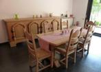 eetplaats in volle massief eik, tafel, 6 stoelen, barkast, Huis en Inrichting, Ophalen of Verzenden, Gebruikt, Breugel