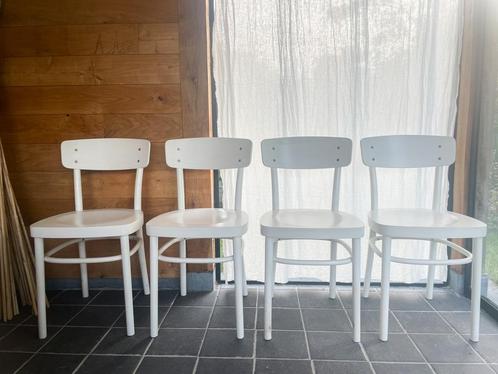 Set van 4 Ikea IDOLF keukenstoelen wit, Huis en Inrichting, Stoelen, Gebruikt, Vier, Hout, Wit, Ophalen