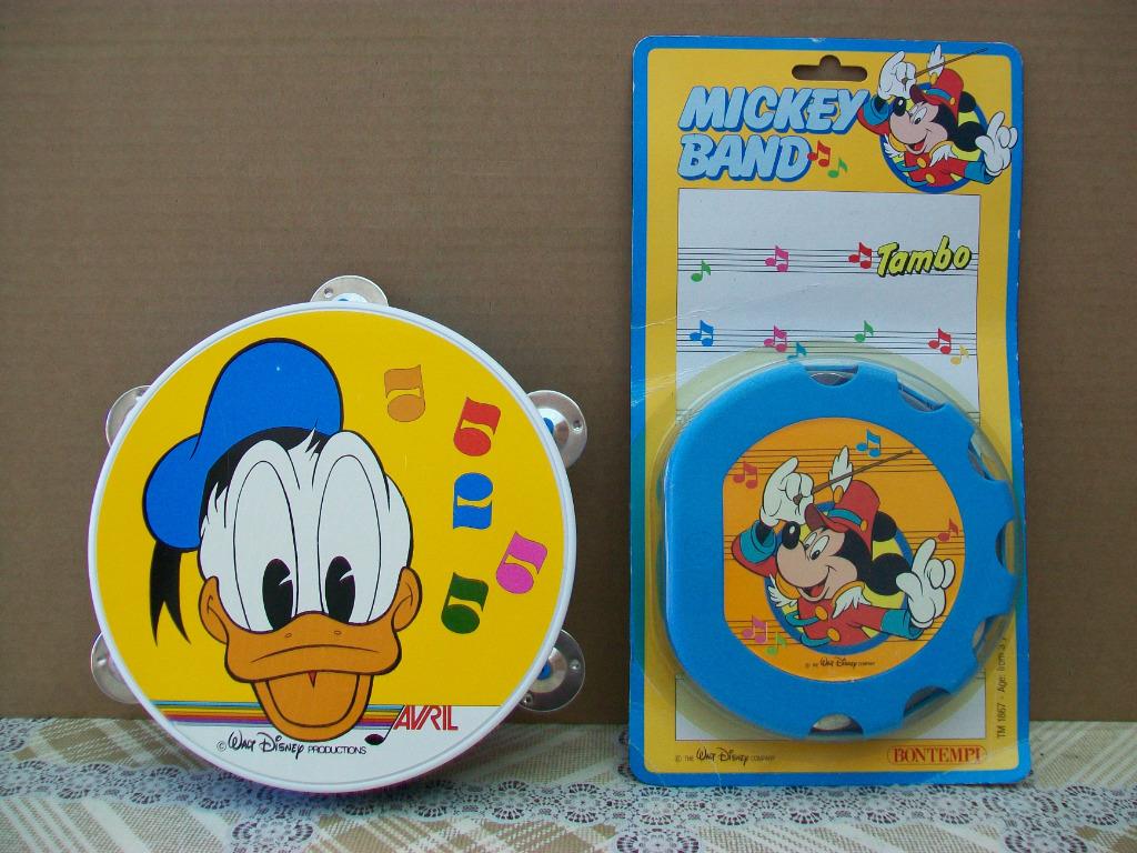 Mickey Mouse Donald Duck Tambourine Walt Disney Retro, Ophalen of Verzenden, Mickey Mouse, Zo goed als nieuw, Overige typen