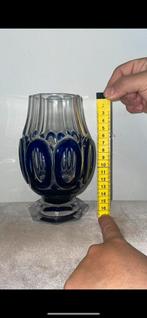 Val St Lambert blauwe kristallen vaas, Antiek en Kunst, Ophalen