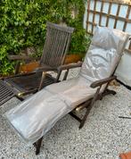 Deckchair teak met nieuw kussen, Ophalen, Gebruikt, Teakhout, Verstelbaar