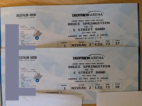 2 places pour Bruce Springsteen à Lille le 24 mai, Tickets en Kaartjes, Concerten | Rock en Metal, Twee personen, Mei