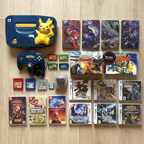Nintendo 64 Pokemon Pikachu-systeem + spellen, Games en Spelcomputers, Games | Nintendo 64, Zo goed als nieuw, Ophalen of Verzenden