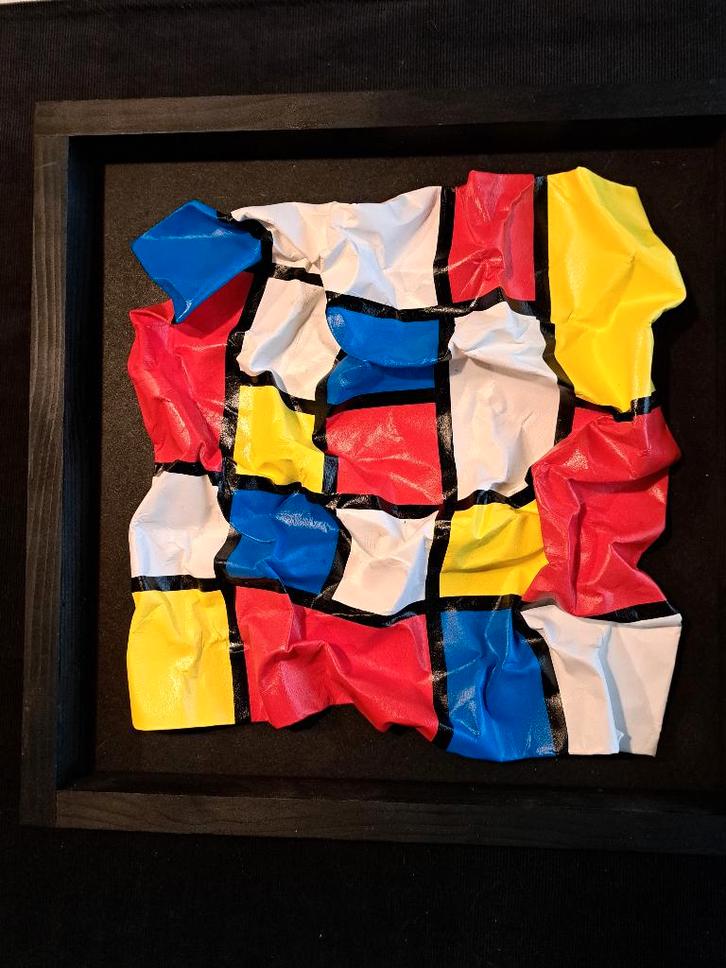 Mivillage - Mondriaan 3D - Uniek prachtig werk - STREETART, Antiek en Kunst, Kunst | Schilderijen | Modern, Ophalen