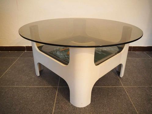 Space Age salon tafeltje, Maison & Meubles, Tables | Tables d'appoint, Comme neuf, Rond, Moins de 45 cm, 75 cm ou plus, Verre