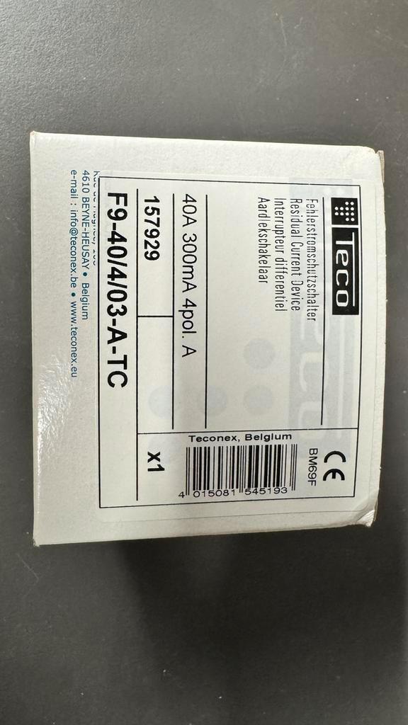 Eaton/Teco - Inter. Différentiel TC 4P 40A 300mA Type A, Doe-het-zelf en Bouw, Elektriciteit en Kabels, Nieuw, Ophalen