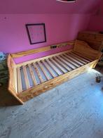Massief grenen bed van 90 cm met lade, Ophalen, 85 tot 100 cm, Gebruikt, Lattenbodem