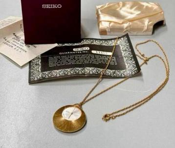 1960-1970 horloge Seiko + ketting Bladgoud zakhorloge antiek beschikbaar voor biedingen