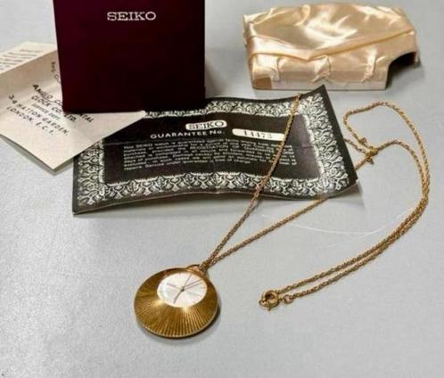 1960-1970 horloge Seiko + ketting Bladgoud zakhorloge antiek, Handtassen en Accessoires, Horloges | Antiek, Zakhorloge, Seiko