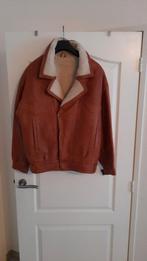 Warme leren jas met natuurlijke bont - als nieuw, Enlèvement, Comme neuf, Taille 48/50 (M), Brun