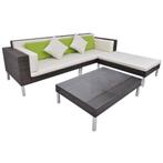 L VORMIG BRUIN LOUNGESET MET WITTE KUSSENS 156X216X73, Tuin en Terras, 4 zitplaatsen, Nieuw, Ophalen of Verzenden, Loungeset