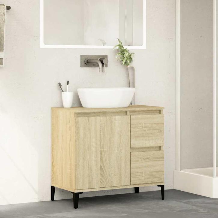 Badkamerkast 65x33x60 cm bewerkt hout sonoma eikenkleurig, Kinderen en Baby's, Kinderkamer | Commodes en Kasten, Nieuw, Kast, Verzenden