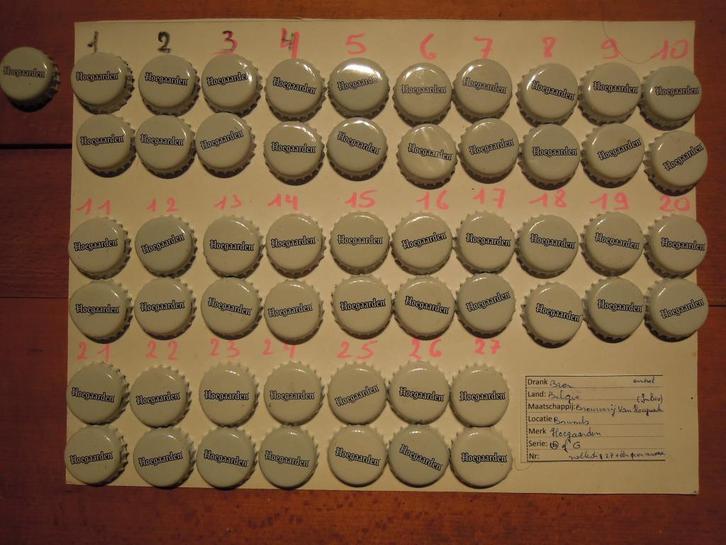 kroonkurk Hoegaarden België Brouwerij Van Hoegaarden InBev, Verzamelen, Biermerken, Gebruikt, Overige merken, Ophalen of Verzenden