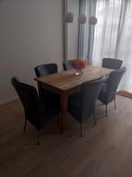 6 comfortabele leren stoelen, Huis en Inrichting, Stoelen, Ophalen, Gebruikt, Metaal, Grijs