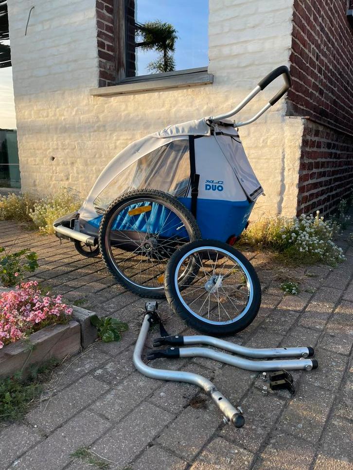 Fietskar XLC DUO voor 2 kindjes, Fietsen en Brommers, Fietsaccessoires | Aanhangwagens en Karren, Gebruikt, Kinderkar, Opvouwbaar