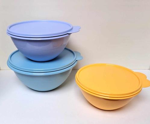 Tupperware « Bol Merveilleux » Jaune - Mauve - Bleu - Promo, Maison & Meubles, Cuisine| Tupperware, Neuf, Boîte, Bleu, Jaune, Violet