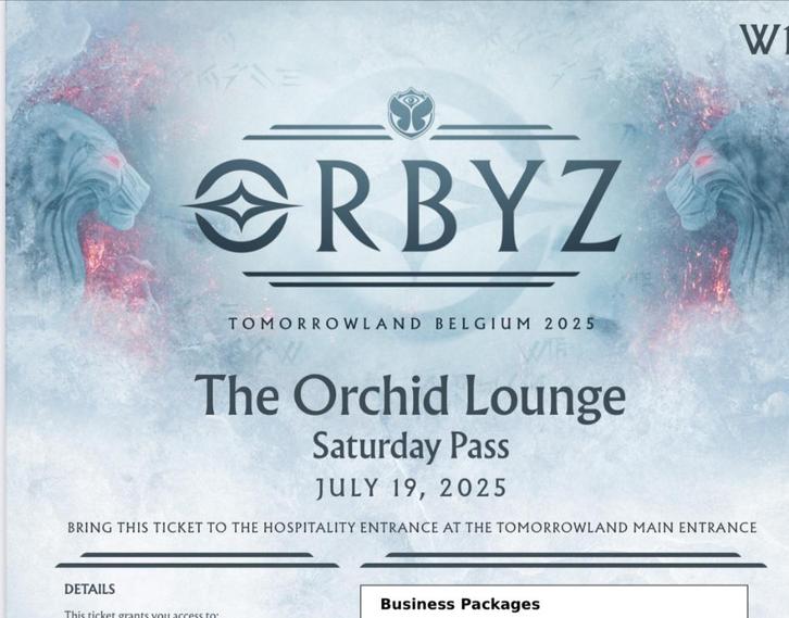 2 exclusive Tomorrowland VIP Orchid Lounge 19 /07/ 2025, Tickets en Kaartjes, Evenementen en Festivals, Twee personen