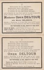 2 ROUWKAARTJES 1915 TOURCOING  MAN + VROUW, Verzamelen, Bidprentjes en Rouwkaarten, Rouwkaart, Verzenden