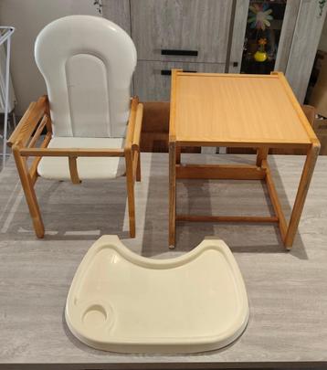 Chaise haute bébé en bois – Transformable en table + chaise, Enlèvement, Utilisé