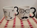 Couple de tasses madame monsieur design minimaliste bd, Maison & Meubles, Comme neuf, Enlèvement ou Envoi