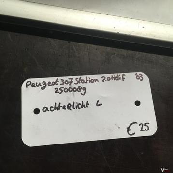Peugeot 307 Station 2.0 hdi 2003 Wagennr 2500089  Achterlich beschikbaar voor biedingen