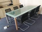 Glazen vergadertafel met 6 vergaderstoelen, Zakelijke goederen, Gebruikt, Vergader- of Presentatieruimte, Tafel, Ophalen