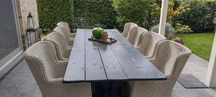 Volledig tuinset voor 8 personen, Tuin en Terras, Tuinsets en Loungesets, Zo goed als nieuw, Tuinset, Overige materialen, 8 zitplaatsen